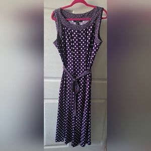 Perceptions Purple Dress with White Polka Dots